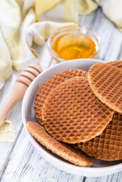 Crunchy Waffles with honey