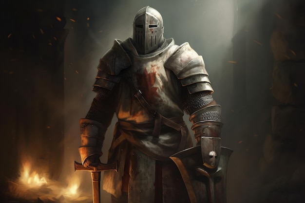 Crusader in armor AI Generated