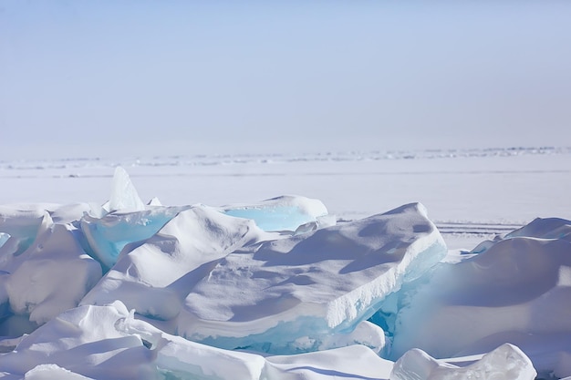 crushed blue ice hummocks baikal winter background