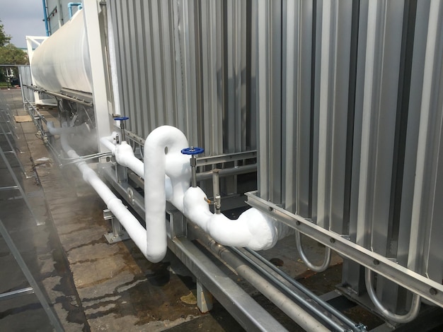 Cryogenic vaporizers turning liquid natural gas into compressed natural gas Industrial pipes