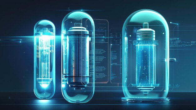 Photo cryonics capsule and futuristic containers scifi illustration