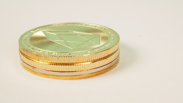 Cryptocurrencies coin or digital currencies on white background.