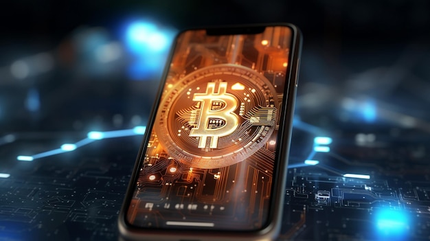 Cryptocurrency Bitcoin Application Bitcoin Mobile App Bitcoin Banner Bitcoin on Mobile