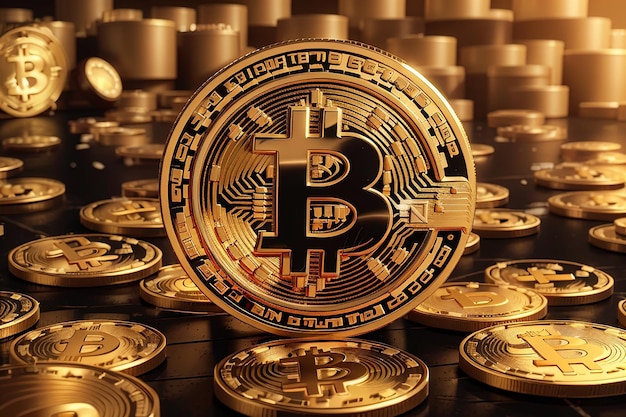 Cryptocurrency bitcoin golden coin background