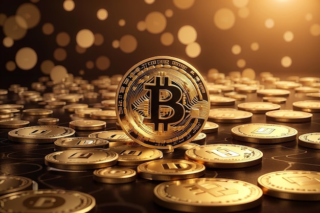 Cryptocurrency bitcoin golden coin background