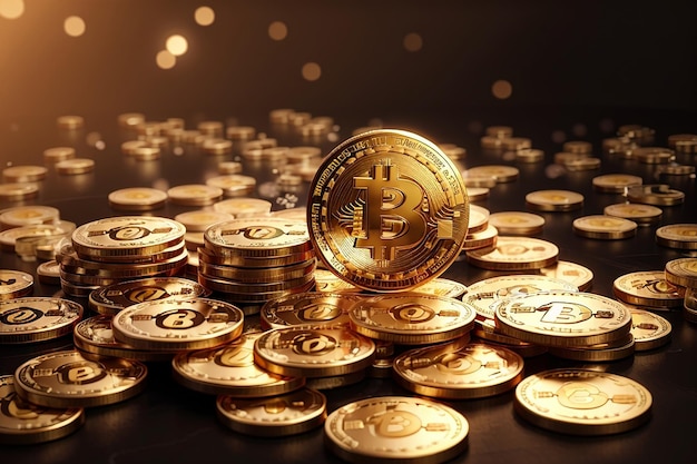 Cryptocurrency bitcoin golden coin background