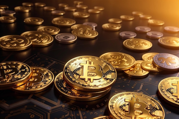 Cryptocurrency bitcoin golden coin background