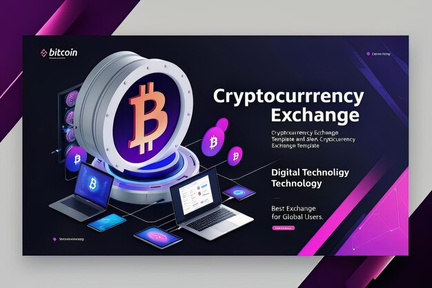 Photo cryptocurrency design template of landing page