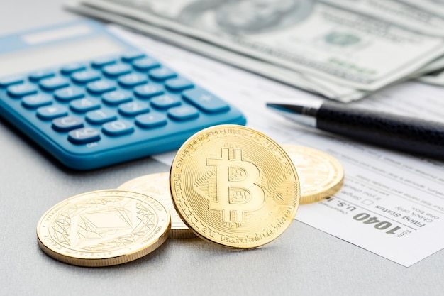 Photo cryptocurrency tax concept bitcoin tax time concept