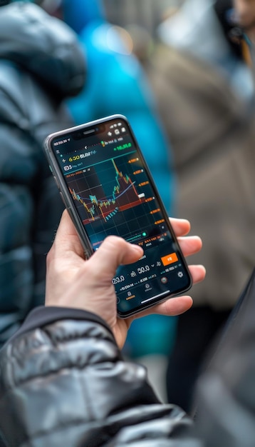 Cryptocurrency Trading App on Smartphone Displaying Live Market Data and Detailed Graphs