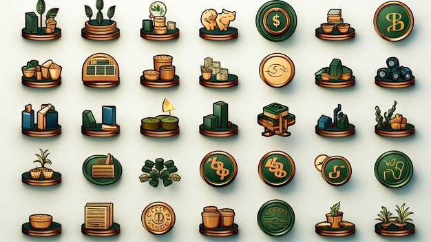 Photo cryptocurrencythemed digital icon set