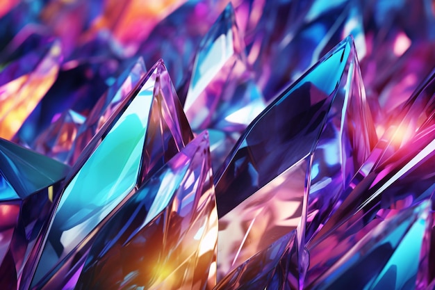 Crystal Background Crystal wallpaper Holographic background with glass shards crystal refractions background purple crystal gemstone background AI Generative