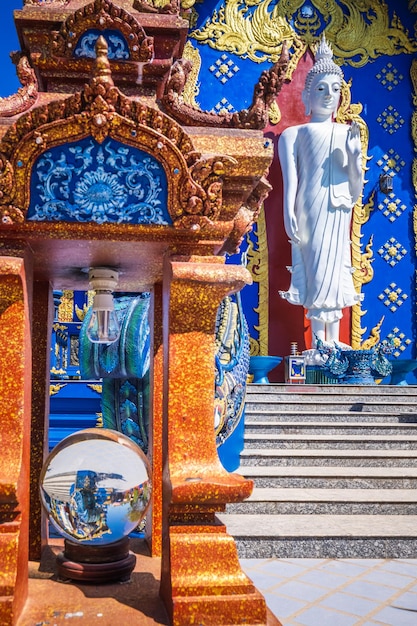 Crystal ball at Blue temple Wat Rong Seur Ten at Chiang Rai, North of Thailand.