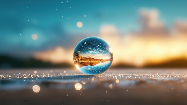 Crystal Ball Landscape Reflection at Sunset