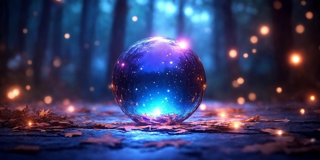 A crystal ball in the middle of a forest