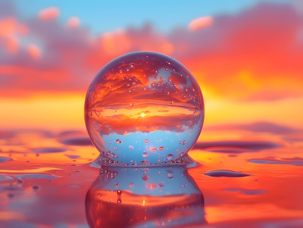 crystal ball sunset water ball glass ball photography