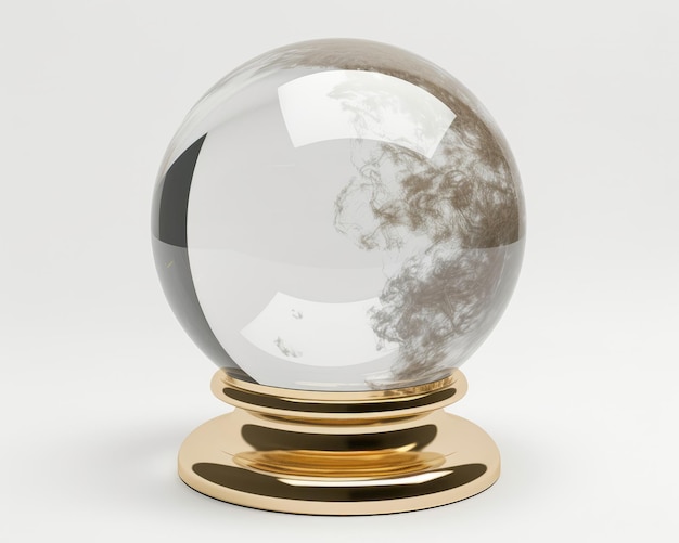 Crystal Ball with Golden Base and Abstract Patterns