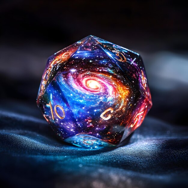 crystal ball with the image of the universe on a dark background