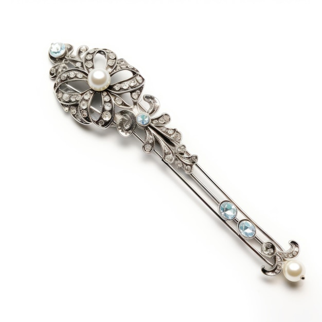 Crystal Blue Pearl Hairpin Late 19th Century Style Inspired By Viscountess