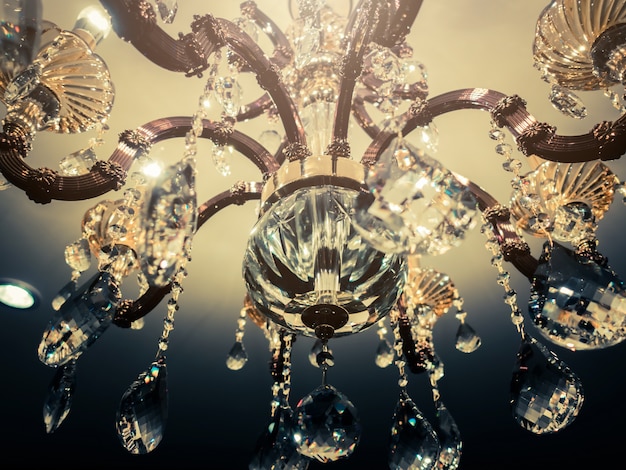 Crystal chandelier close-up.