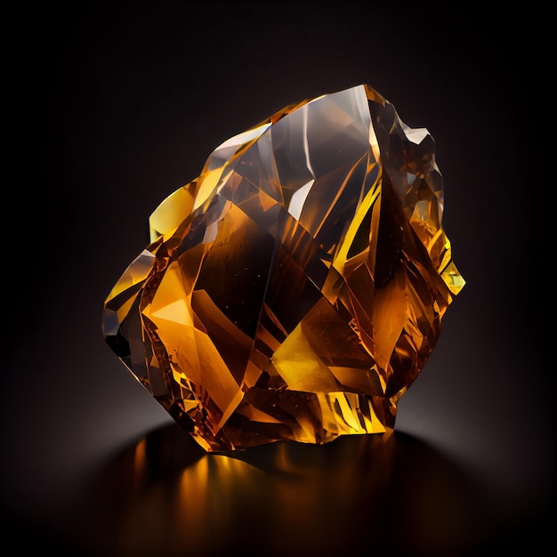 Crystal citrine gem isolated on black background