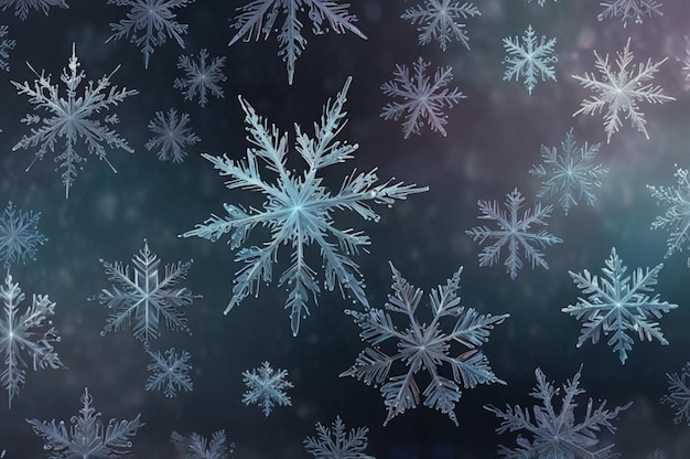 Photo crystal clear snowflakes abstract art