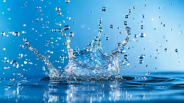 Crystal Clear Water Splash on a Blue Background