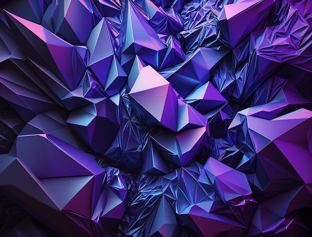 Crystal Dreamscape A Stunning 3D Faceted Violet and Blue Crystallized Textures by AI Technology