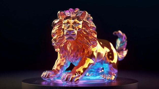 crystal fire lion statue