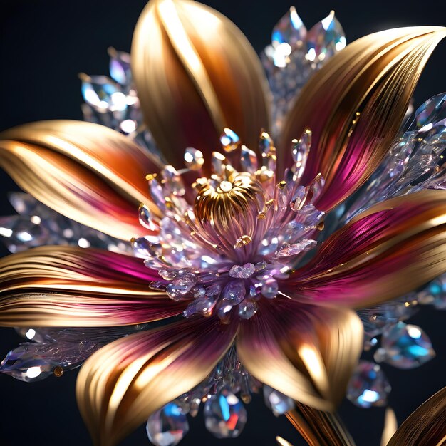 Photo crystal flower crafted from shimmering crystals