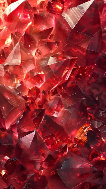 Photo crystal fragments with vibrant red hues create a refractive luxury wallpaper