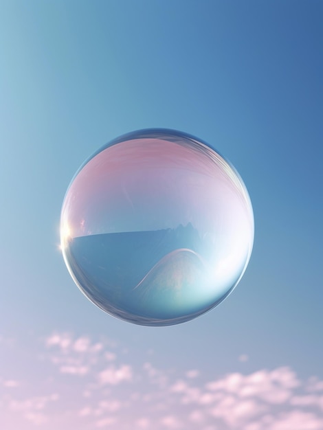 Crystal glass ball floating in the sky natural freshness summer 3d bubbles Generative AI