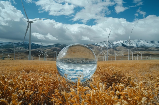 Photo the crystal glass globe showcasing of clean and renewable energy