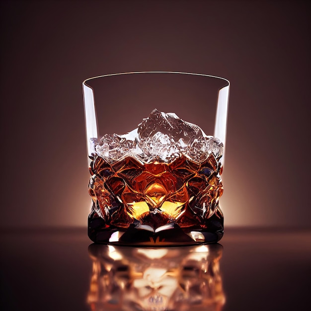 Crystal glass for whisky design 3d illustrated