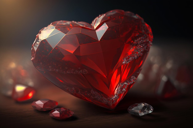 Crystal heart and red diamond symbolizing love Because it is a very resistant stone and of incomparable hardness it has become the symbol of durability and constancy for eternal love