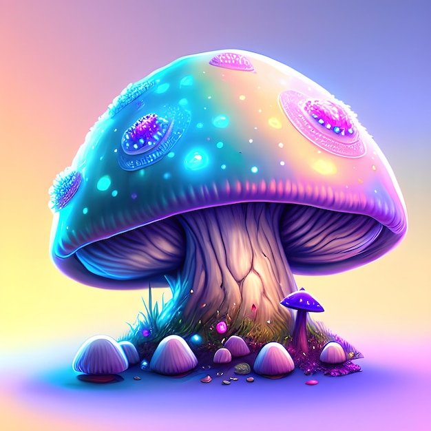 Crystal magic mushroom mascot