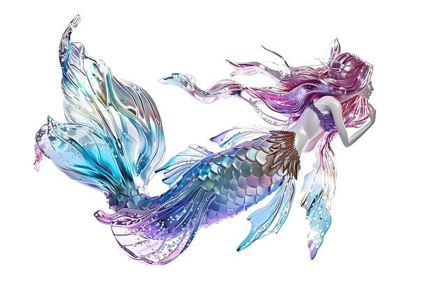 Photo crystal mermaid with long flowing hair