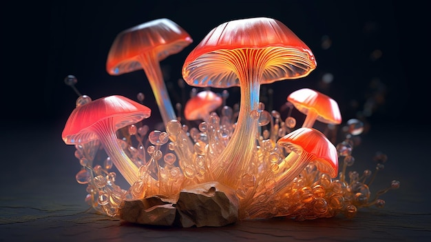 Crystal mushrooms the translucent caps adorned with intricate crystal formations