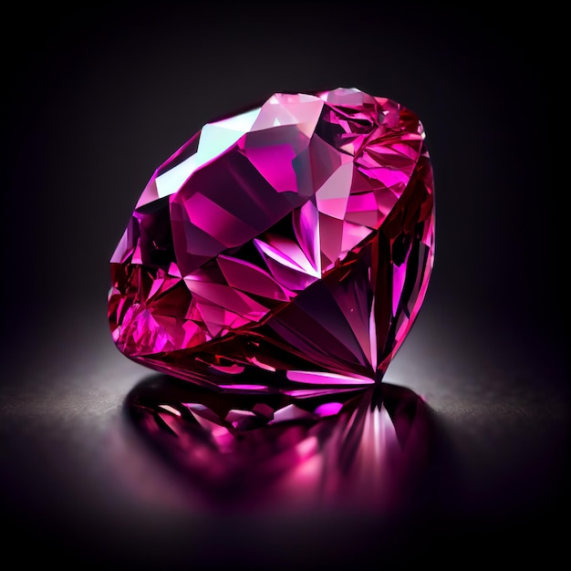 Crystal pink sapphire gem isolated on black background