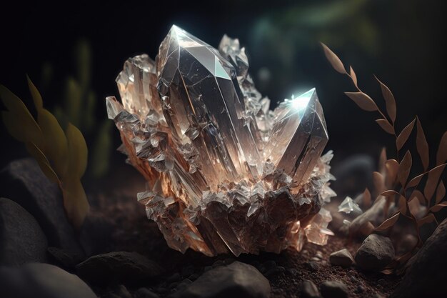 Crystal quartz mineral stone AI generation