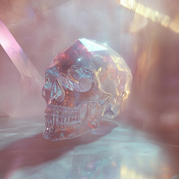 Photo a crystal skull floating in midair