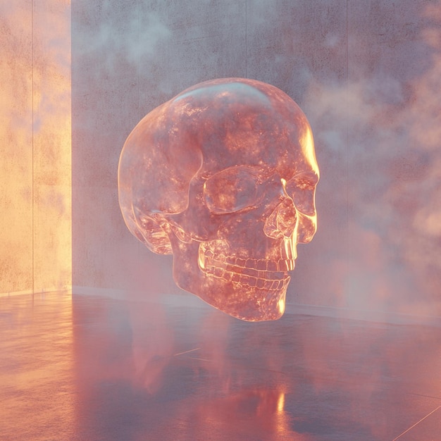 Photo a crystal skull floating in midair