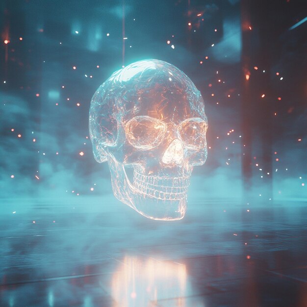 Photo a crystal skull floating in midair