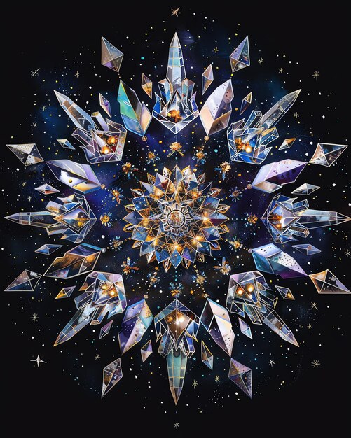 Photo crystal snowflake mandala spiritual celestial and geometric art