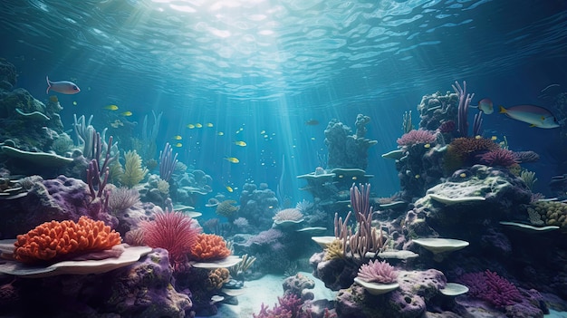 Crystalclear underwater coral reef paradise