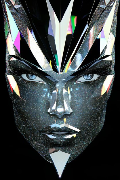 Crystalline Face with Geometric Design