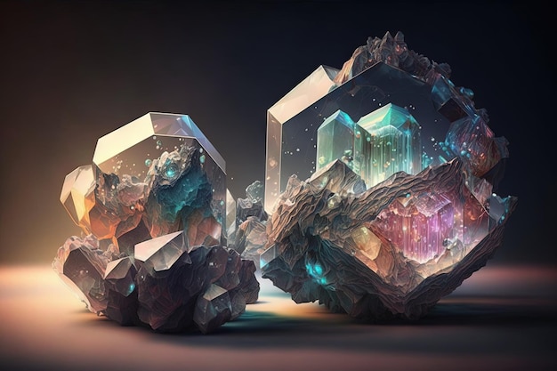 Crystalline structure gemstones illustration generative ai