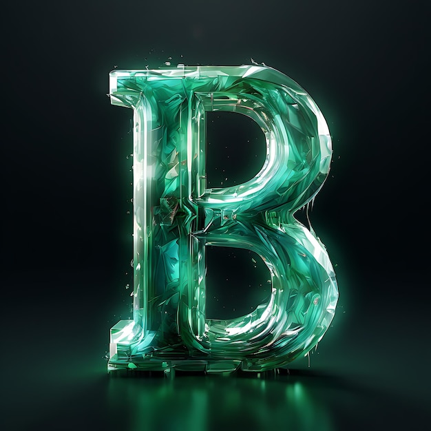 Photo crystallized letter b a glittering green monogram