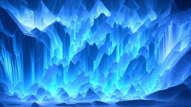 Photo crystals in an ice cave background 3d wallpaper