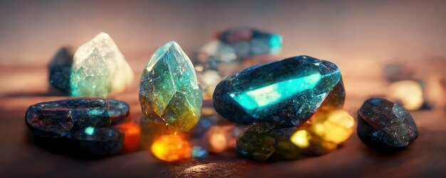 Crystals and Minerals from Gemstones Esoteric spiritual practice Feng Shui reiki therapy concept AI generated image